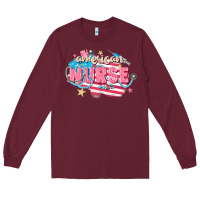 Burgundy American Nurse Long Sleeve Tee - FaDigitalArtStudio