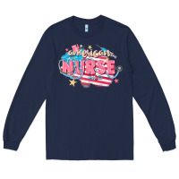 Navy American Nurse Long Sleeve Tee - FaDigitalArtStudio
