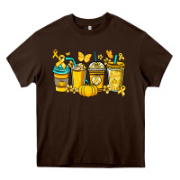 Chocolate Brown Childhood Cancer coffee cups yellow ribbon Heavy Core Tee - NancyCooperArtShop