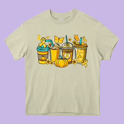 Childhood Cancer Coffee Cups Yellow Ribbon Heavy Core Tee Designed By Nancycooperartshop