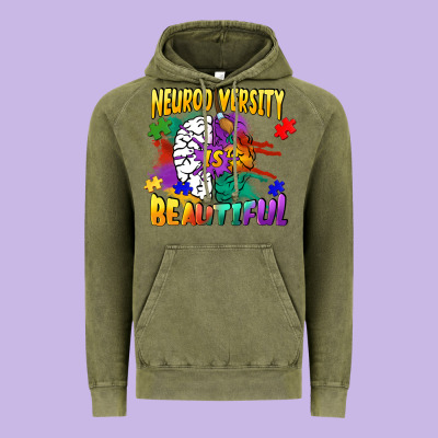 Neurodiversity Is Beautiful Vintage Hoodie Designed By Fadigitalartstudio
