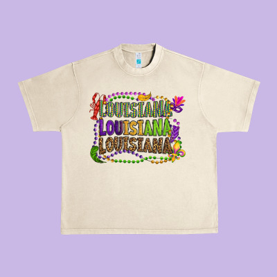 Louisiana Louisiana Louisiana Mardi Gras Urban Heavy Tee Designed By Oliviacreatesart