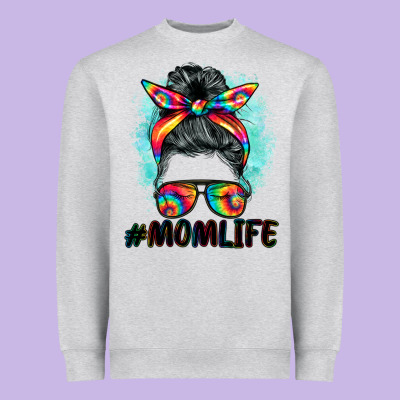 Tie Dye Momlife Messy Bun Heavyweight Sweatshirt Designed By Barkaloodesign