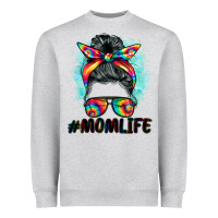 Heather Grey tie dye momlife messy bun Heavyweight Sweatshirt - BarkalooDesign