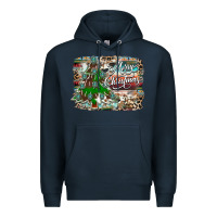 Navy merry Christmas tree western Premium Hoodie - CowhideDigitalArt