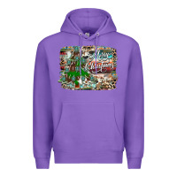 Purple merry Christmas tree western Premium Hoodie - CowhideDigitalArt