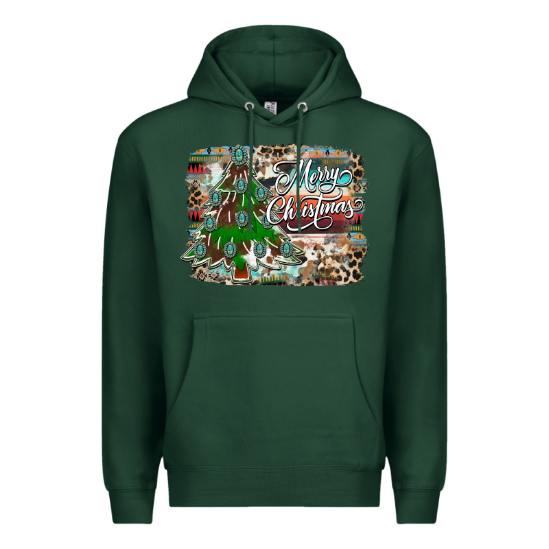 Merry Christmas Tree Western Premium Hoodie by CowhideDigitalArt | Teevron