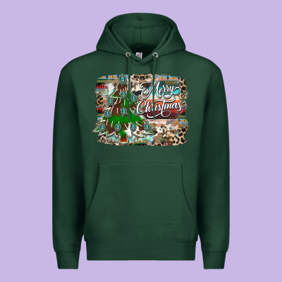 Merry Christmas Tree Western Premium Hoodie Designed By Cowhidedigitalart