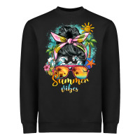 Black summer vibes messy bun Heavyweight Sweatshirt - BarkalooDesign