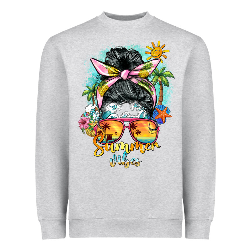 Summer Vibes Messy Bun Heavyweight Sweatshirt by BarkalooDesign | Teevron