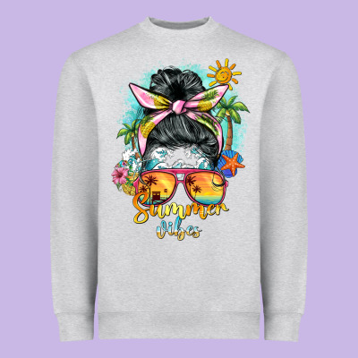 Summer Vibes Messy Bun Heavyweight Sweatshirt Designed By Barkaloodesign