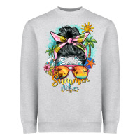 Heather Grey summer vibes messy bun Heavyweight Sweatshirt - BarkalooDesign