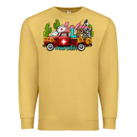 Antique Gold lpn nurse truck with cactus and sunflowers Premium Sweatshirt - AdoDesignShop