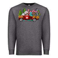Charcoal Heather lpn nurse truck with cactus and sunflowers Premium Sweatshirt - AdoDesignShop