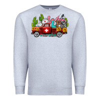 Heather Grey lpn nurse truck with cactus and sunflowers Premium Sweatshirt - AdoDesignShop