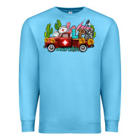 Ocean Blue lpn nurse truck with cactus and sunflowers Premium Sweatshirt - AdoDesignShop