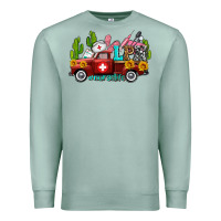 Seafoam lpn nurse truck with cactus and sunflowers Premium Sweatshirt - AdoDesignShop