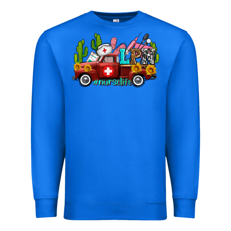 Lpn Nurse Truck With Cactus And Sunflowers Premium Sweatshirt by AdoDesignShop | Teevron