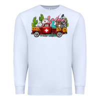 White lpn nurse truck with cactus and sunflowers Premium Sweatshirt - AdoDesignShop