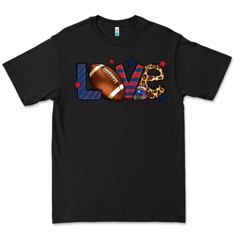 Love Football Team Color Red Blue 4th Of July Premium Tee by HowdyJamesFarm | Teevron