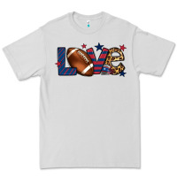 Dove Grey Love Football team color red blue 4th of july Premium Tee - HowdyJamesFarm