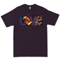 Plum Love Football team color red blue 4th of july Premium Tee - HowdyJamesFarm