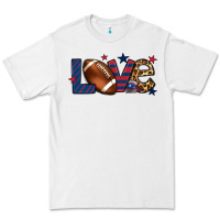 White Love Football team color red blue 4th of july Premium Tee - HowdyJamesFarm