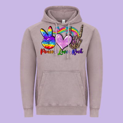 Peace Love Rock Vintage Hoodie Designed By Fadigitalartstudio