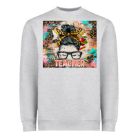 Heather Grey teacher messy bun tumbler Heavyweight Sweatshirt - BarkalooDesign