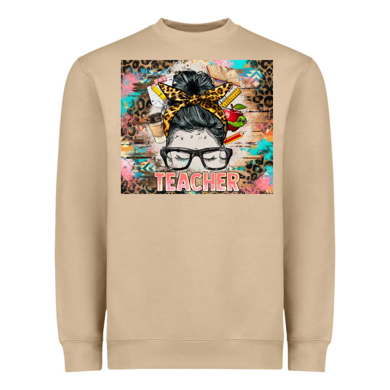Teacher Messy Bun Tumbler Heavyweight Sweatshirt by BarkalooDesign | Teevron