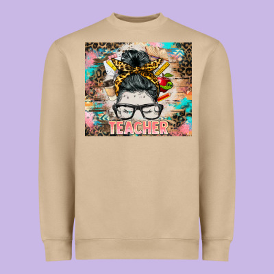 Teacher Messy Bun Tumbler Heavyweight Sweatshirt Designed By Barkaloodesign