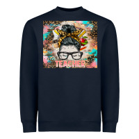 Navy teacher messy bun tumbler Heavyweight Sweatshirt - BarkalooDesign