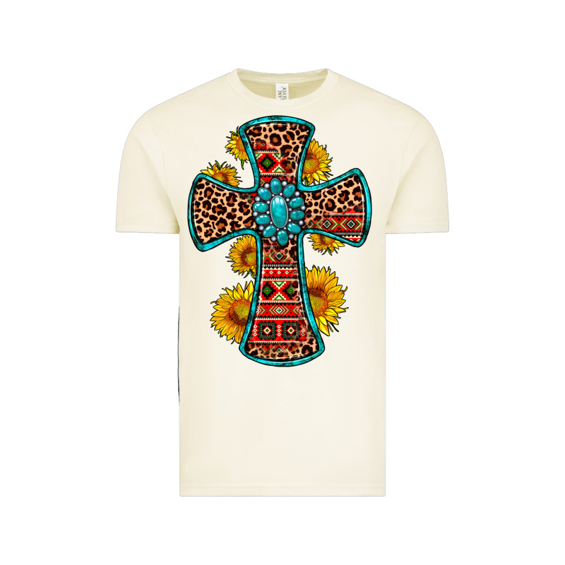 Gemstone Sunflower Leopard Cross Vintage Tee by OliviaCreatesArt | Teevron