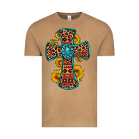 Vintage Camel gemstone sunflower leopard cross Vintage Tee - OliviaCreatesArt