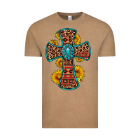 Vintage Coffee gemstone sunflower leopard cross Vintage Tee - OliviaCreatesArt