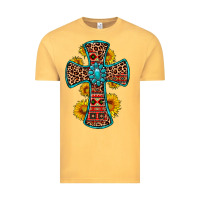 Vintage Mustard gemstone sunflower leopard cross Vintage Tee - OliviaCreatesArt