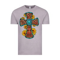 Vintage Zinc gemstone sunflower leopard cross Vintage Tee - OliviaCreatesArt