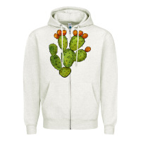 Oatmeal Heather cactus Zipper Hoodie - BarkalooDesign