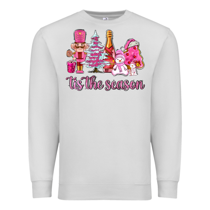 Tis The Season Pink Christmas Premium Sweatshirt by AdoDesignShop | Teevron