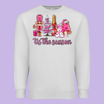 Tis The Season Pink Christmas Premium Sweatshirt Designed By Adodesignshop