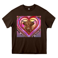 Chocolate Brown highland cow valentine's day Heavy Core Tee - RanaPortraitStore