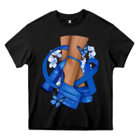 Black Colon Cancer diva blue ribbon Heavy Core Tee - NancyCooperArtShop