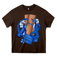 Chocolate Brown Colon Cancer diva blue ribbon Heavy Core Tee - NancyCooperArtShop