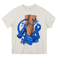 Cream Colon Cancer diva blue ribbon Heavy Core Tee - NancyCooperArtShop