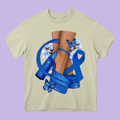 Colon Cancer Diva Blue Ribbon Heavy Core Tee Designed By Nancycooperartshop