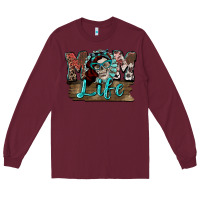 Burgundy Mom life skull Mother's Day Long Sleeve Tee - FaDigitalArtStudio
