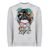 Heather Grey nurse cna life messy bun Heavyweight Sweatshirt - BarkalooDesign