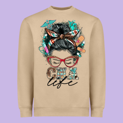 Nurse Cna Life Messy Bun Heavyweight Sweatshirt Designed By Barkaloodesign
