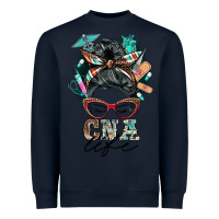Navy nurse cna life messy bun Heavyweight Sweatshirt - BarkalooDesign