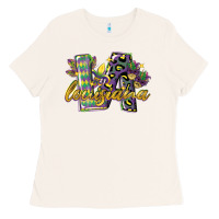 Bone louisiana leopard mardi gras 12 inches 300 dpi Ladies Tee - CowGirlArtShop
